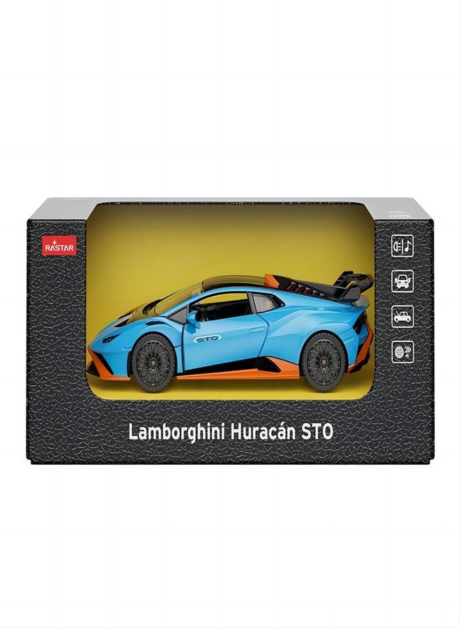 راستار سيارة راستار 64300 بمقياس 1/32 تعمل بالسحب للخلف - سيارة لعبة لامبورغيني هوراكان STO مرخصة رسميًا للأطفال، هدية مثالية للأولاد والبنات، لون أزرق - Image 2